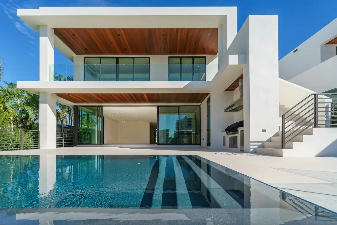Modern house at dusk